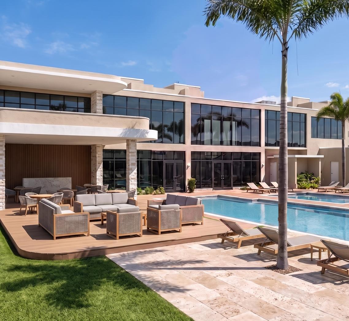 Casa Club — terraza y piscina (render)