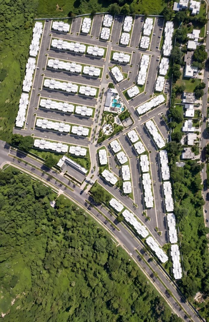 Vista aérea del plan maestro del proyecto (render)