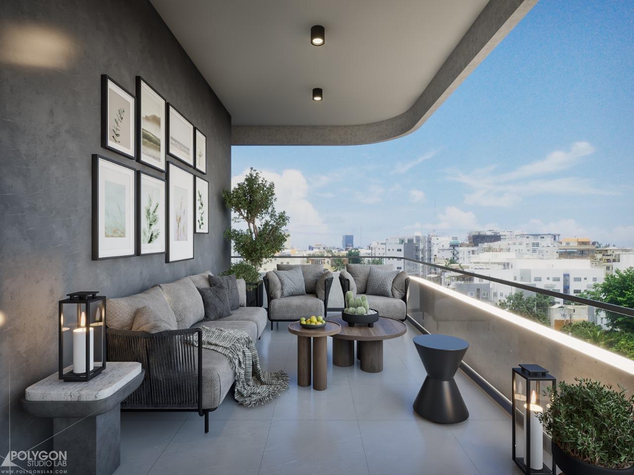 Terraza y balcón (render)