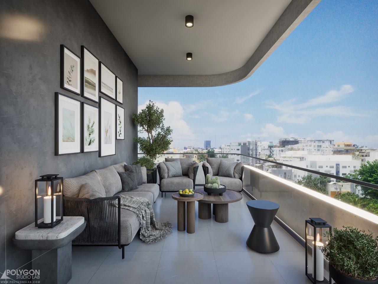Terraza y balcón (render)